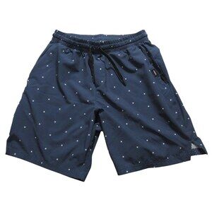 UNRL Mens Athletic Shorts M x 8 Navy Blue Allover Geometric Stretch Polyester